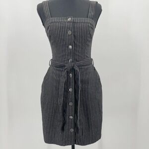 Hollister Black Pinstripe Button-Front Mini Dress